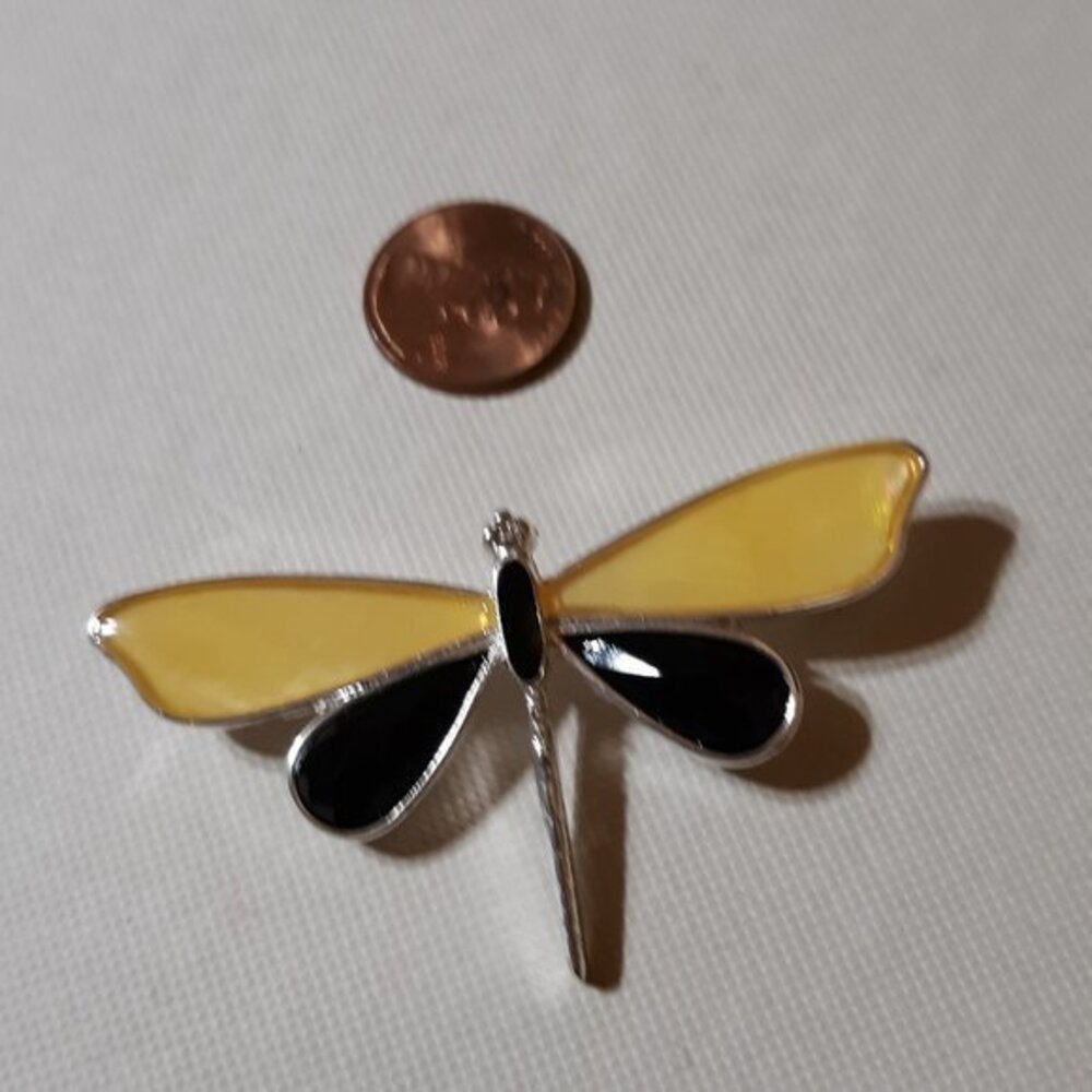 2 Dragonfly Pins 1 Pink and 1 Yellow & Black
